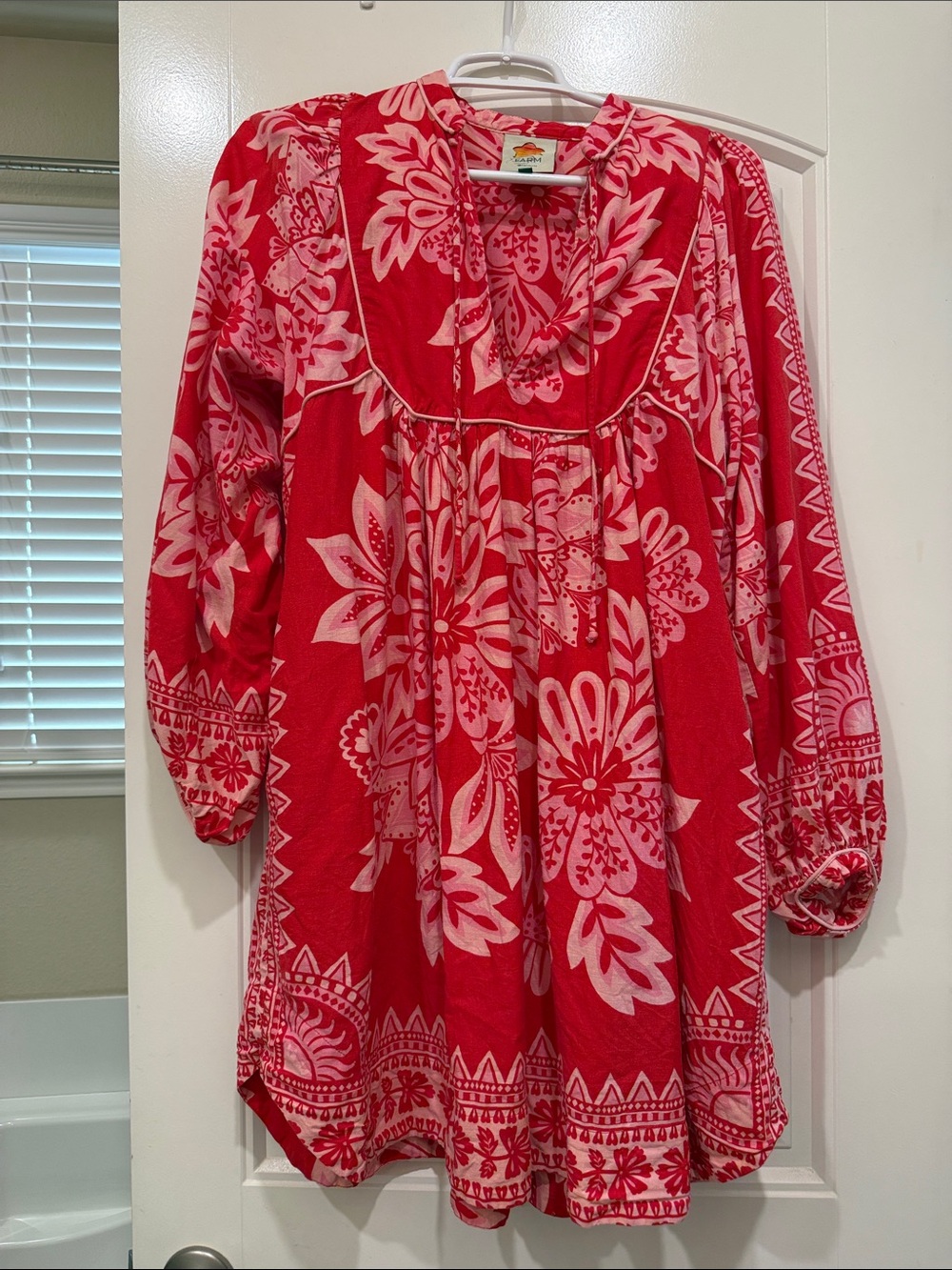 Farm Rio - Pink Flora Tapestry Long Sleeve Dress